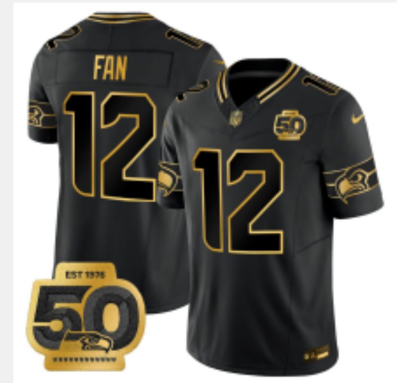Men 2026 Seattle Seahawks #12 Fan Black gold 3th generations Nike Limited NFL Jersey style 001->seattle seahawks->NFL Jersey